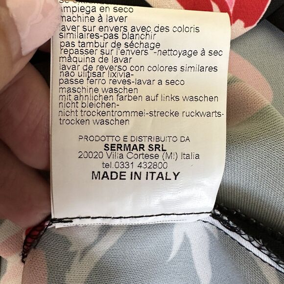 1-One Women's Black Floral Print Sleeveless A-Line Top Blouse Sz 10/46 Italy - Picture 13 of 13